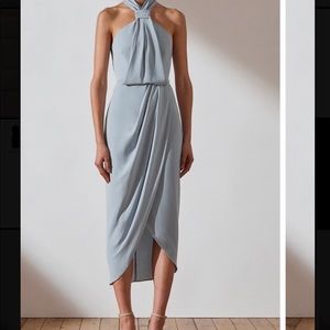 Shona Joy Powdered Blue Core Knot Draped Dress